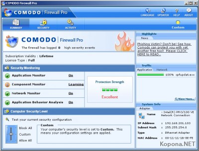 Comodo Firewall Pro 3.0.23.364