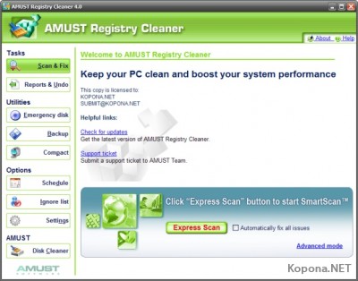 AMUST Registry Cleaner v4.0.0.94