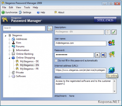 Steganos Password Manager 2009 v11.0.0.5309