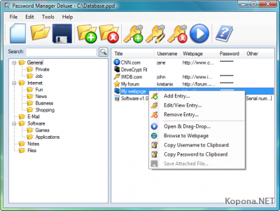 Kristanix Software Password Manager Deluxe v3.71