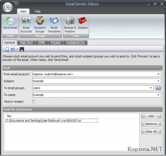 Kristanix Software Email Sender Deluxe v2.08